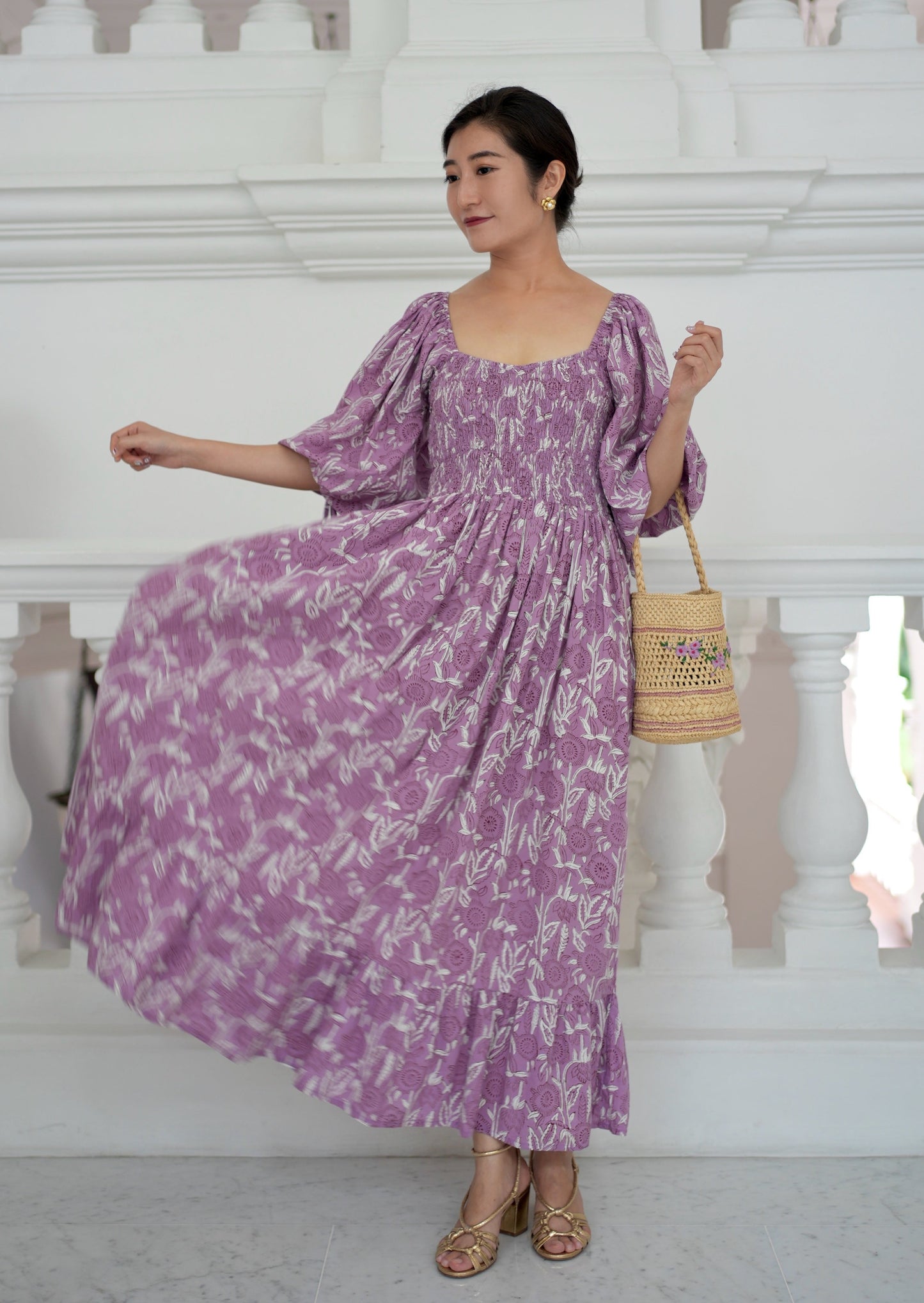 Renee Puff Sleeve - Lilac Floral