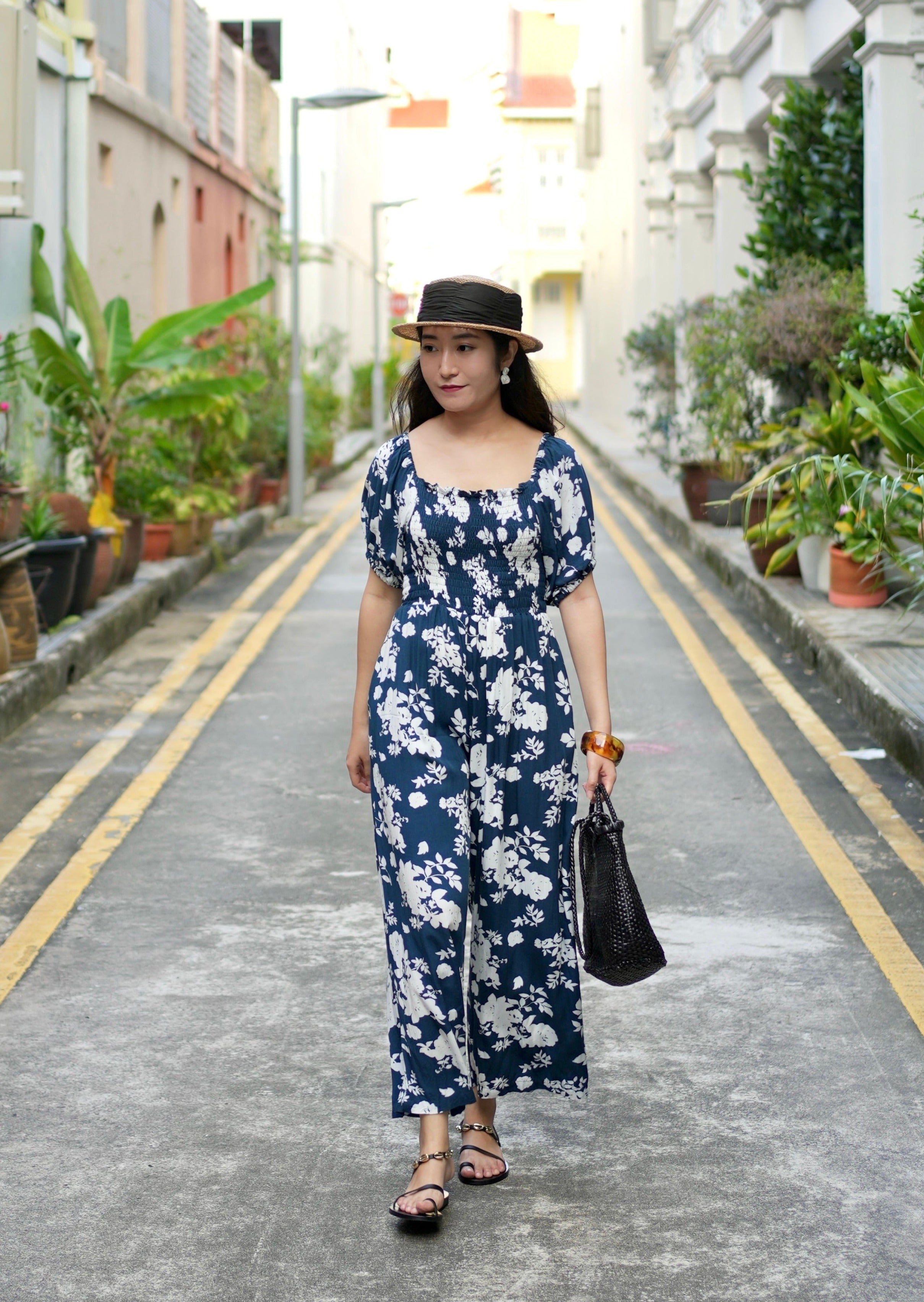 Sapphire black sales floral jumpsuit